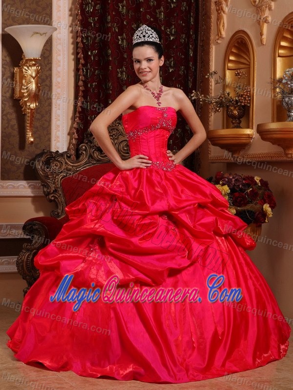 Red Ball Gown Taffeta Quinceanera Gown with Pick Ups in Farnborough