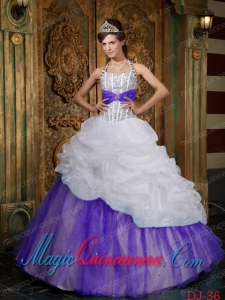 A Colourful A-line / Princess Halter Floor-length With Beading Classic Quinceanera Gowns