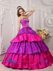 A Multi-color Ball Gown Strapless Floor-length With Taffeta Appliques Classic Quinceanera Gowns