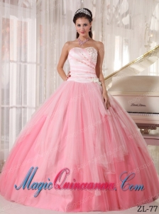 Affordable Sweetheart Beading Quinceanera Dress in Pink and White