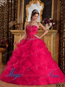 Classic Quinceanera Gowns In Hot Pink Ball Gown Strapless With Pick-ups Tulle