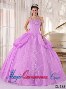 Exclusive Lavender Ball Gown Appliques Quinceanera Dress with Spaghetti Straps