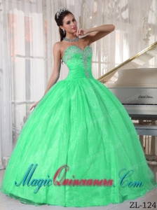 Pretty Green Ball Gown Sweetheart Quinceanera Dress with Appliques