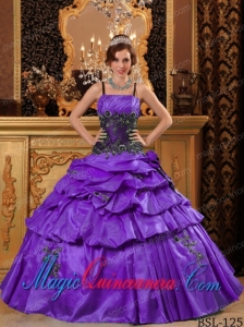 Pretty Purple Ball Gown Appliques Quinceanera Dress with Straps