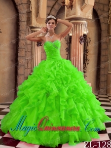 Wonderful Spring Green Ball Gown Sweetheart Quinceanera Dresses