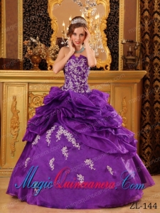 Eggplant Purple Ball Gown Strapless Appliques Modern Quinceanera Dress