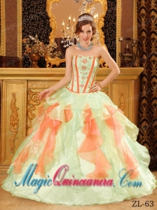 Multi-Color Ball Gown Sweetheart With Organza Appliques Discount Quinceanera Dresses