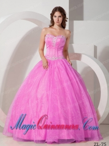 Sweetheart Satin and Organza Appliques with Beading Fashion Quinceanera Dress