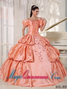 Ball Gown Off The Shoulder Quinceanera Dress with Embroidery