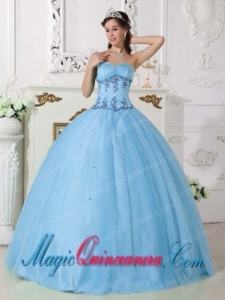 Ball Gown Sweetheart Gorgeous Tulle and Taffeta Beading Quinceanera Dress in Light Blue