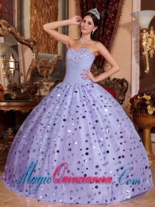 Lilac Ball Gown Gorgeous Sweetheart Tulle Sequins Quinceanera Dress