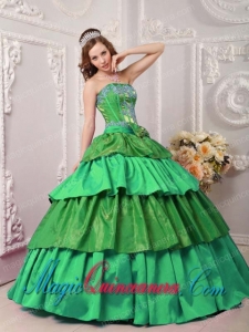 Multi-color Ball Gown Strapless Taffeta Appliques Discount Quinceanera Dresses