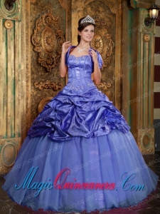 Purple Ball Gown Sweetheart Floor-length Taffeta and Organza Appliques Dramatic Quinceanera Dress