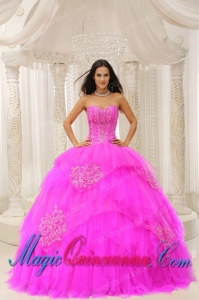 Custom Made Fuchsia Sweetheart Embroidery New style Quinceanera Dress