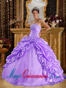 Lavender Ball Gown Floor-length Taffeta and Tulle Beading Spring Quinceanera Dress