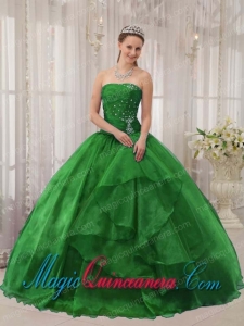 Ball Gown Vintage Sweetheart Spring Green Satin Embroidery with Beading Sweet 16 Gowns