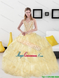 2015 Gorgeous Sweetheart Sweet 15 Dresses with Beading and Ruffled Layers