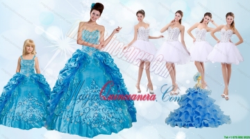 Beading and Ruffles Quinceanera Dress and Rhinestones White Short Dama Dresses and Spaghetti Straps Embroidery Litter Girl Dress