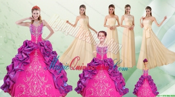 Spaghetti Straps Multi Color Quinceanera Dress and Long Ruching Dama Dresses and Ruffels and Embroidery Litter Girl Dress