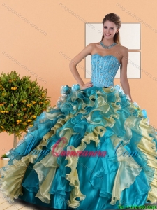 2015 Beautiful Sweetheart Quinceanera Dress with Beading and Ruffles