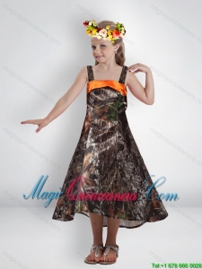 Elegant High Low Straps Camo Little Girl Pageant Dress with Sashes