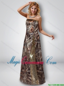 New Arrival Column Strapless Camo Dama Dresses with Sequins