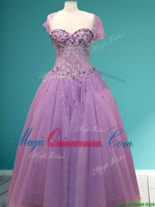 Beautiful Rhinestoned A Line Sweet 16 Fast Delivery Quinceanera Dress in Lavender