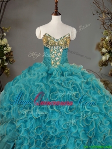 Romantic V Neck Quinceanera Dress with Beading and Ruffles for Winter