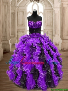 Latest Big Puffy Beading and Ruffles Quinceanera Dress in Organza