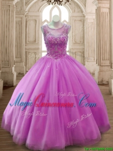 New Arrivals See Through Scoop Beading Quinceanera Dress in Lilac