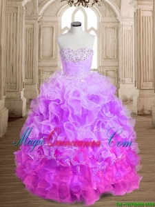 Most Popular Beaded and Ruffled Colorful Quinceanera Dress in Organza