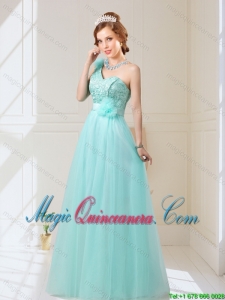 2015 Empire Lace Up Hand Made Flowers Dama Dresses in Mint