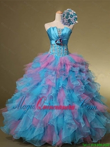 New Style Multi Color Hand Made Flowers and Beaded Quinceanera Dresses for 2015 Summer