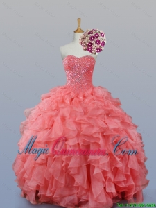 Pretty Beading and Ruffles Sweetheart Quinceanera Dresses for 2015