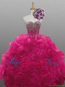 Top Seller Beading and Rolling Flowers Sweetheart Quinceanera Dresses for 2015 Fall