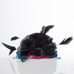 Cheap Black Feather Organza Wedding Hair Ornament