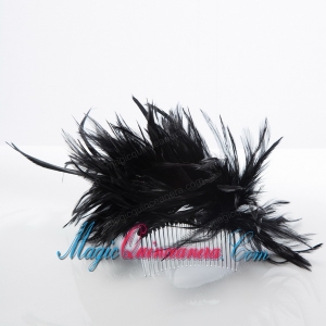 Feather Black Summer Hair Combs for Women