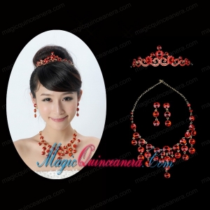 Dazzling Rhinestone Ladies Crown and Necklace