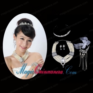 Elegant Alloy With Pearl/Rhinestone Women Jewelry Sets