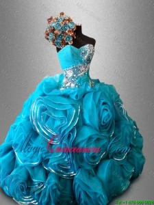 2015 Artistic Sweetheart Quinceanera Dresses with Beading and Rolling Flowers