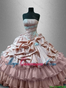 Luxurious Strapless Quinceanera Gowns with Ruffled Layers for 2016