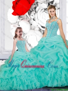 2015 Winter New Style Ball Gown Straps Macthing Sister Dresses in Turquoise