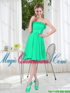 A Line Strapless Turquoise Dama Dresses for Spring