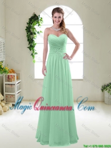 Comfortable Sweetheart Apple Green Dama Dresses with Ruching