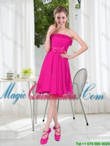 Summer A Line Strapless Short Dama Dresses with Bowknot