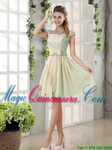 2016 Spring A Line Square Dama Dresses with Bowknot