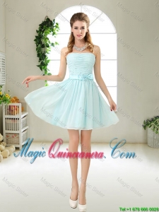 Elegant Strapless Mini Length Dama Dresses with Bowknot