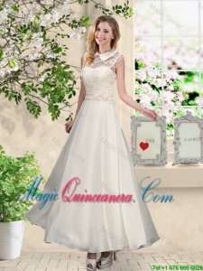 2016 Fashionable Appliques Dama Dresses with High Neck