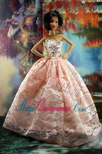 Perfect Pink Princess Dress With Lace For Barbie Doll