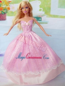 Cute Pink Party Clothes Taffeta for Noble Barbie Doll